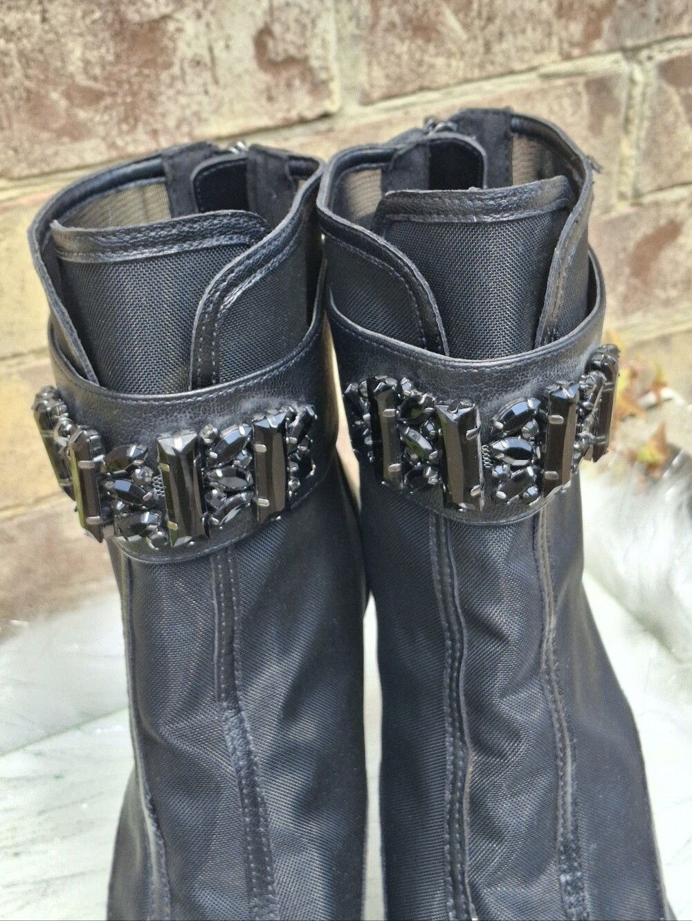 Karl Lagerfeld Black Sheer Mesh Jeweled Peep-Toe Stiletto Shoes Women Size 11 - Picture 10 of 16